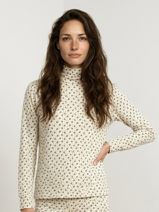 Erika Tops - ✨Grandma Core | Cream Longsleeve Top with pattern | XL | Made in Switzerland